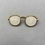 Brooch 'Glasses' with mother-of-pearl enamel, gold-toned metal 15x40 mm
