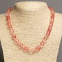 Necklace of natural chalcedony 'Barrel', diameter 10x14 mm, length 47-49 cm