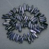 Thread of natural Aventurine Night Cairo chip 'Needle', diameter 20x6mm, length 41 cm +