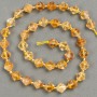 Beads on a thread of natural citrine, faceted diamond-shaped 9x8.5 mm, length 39 cm, (seed beads 3x3 mm)