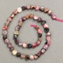 Turmaline Beads on Thread, Texturing, diameter 7-9 mm, length 40 cm+
