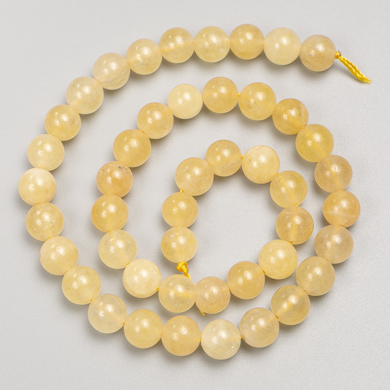 Citrine Beads, Smooth Round Beads on Thread, 8 mm Diameter ±, 38 cm Length ±