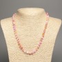 Necklace 'Colors of Summer' - white, yellow, and pink smooth beads, 6 mm in diameter, 50 cm long, made of synthetic dyed white nephrite