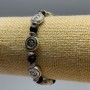 Matte Shungite Bracelet (single) Smooth beads, 6 mm diameter, 18 cm length (stretch) with silver-tone inserts, bead size 11x4 mm