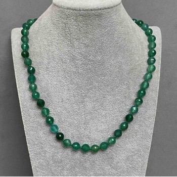 Chrysoprase natural gemstone necklace with a faceted bead, 8 mm diameter, length 50 cm +