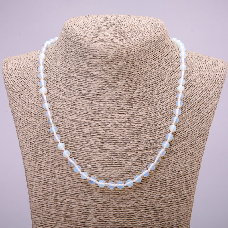 Necklace Opalite Moonstone (synthetic) smooth bead, 6mm diameter, 48cm length