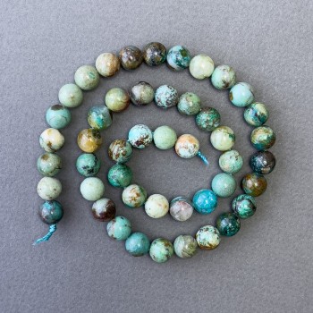 Chrysocolla Beads, natural stone, smooth round beads, 8.5 mm diameter, 39 cm length
