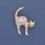 Cat Brooch with pink and black mother-of-pearl, gold-tone metal 28×37mm