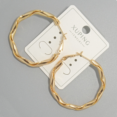 Сережки кільця Xuping, товщина 3,5мм,, діаметр 39х41мм+ - позолота 18К
