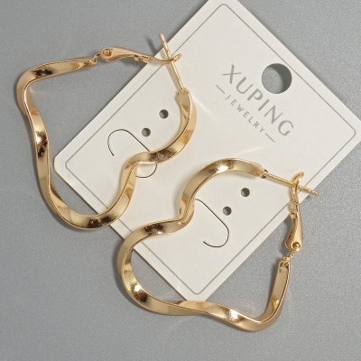 Сережки кільця Xuping, товщина 3мм,, діаметр 34х51мм+ - позолота 18К