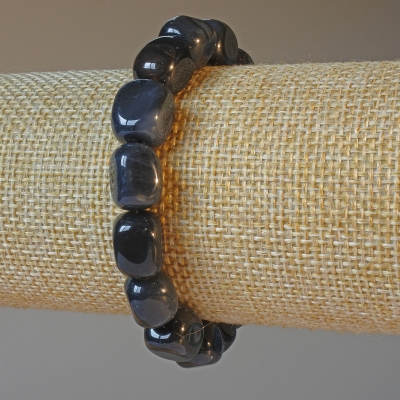 Браслет Агат чорний натуральний камінь брусок, діаметр 9х12мм+-, довжина 18см+- (стрейч)
