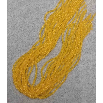 Намистини Чеський Кришталь жовтий прозорий гранований рондель, діаметр 3х2,5мм+-, довжина 40мм+- на волосіні