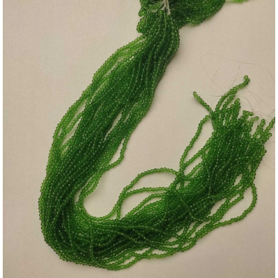 Намистини Чеський Кришталь зелений, прозорий, гранований рондель, діаметр 3х2,5мм+-, довжина 37см+- на волосіні