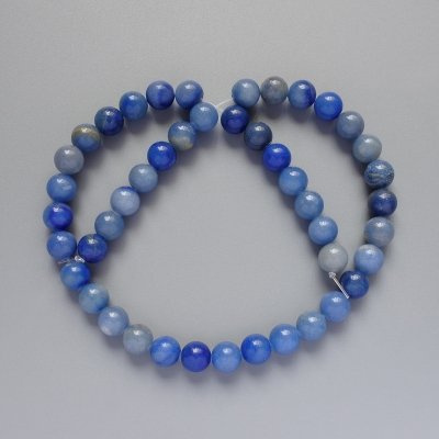 Намистини Синій Авантюрин натуральний камінь гладка кулька, діаметр 9мм+-, довжина 38см + - на волосіні