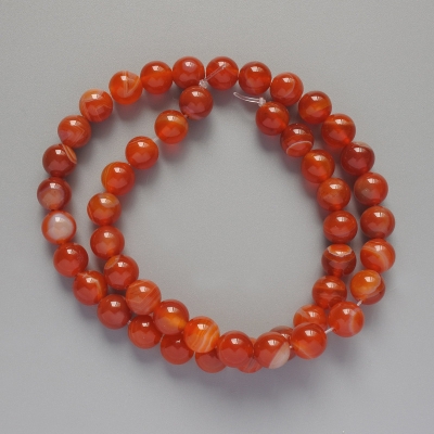 Намистини Агат помаранчевий натуральний камінь гладка кулька, діаметр 8мм+-, довжина 38см + - на волосіні