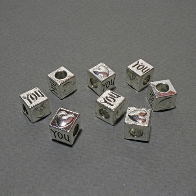 Фурнітура намистина вставка пандора куб, діаметр 8мм+-, діаметр in-4,4мм фасування 8шт+- 20грам