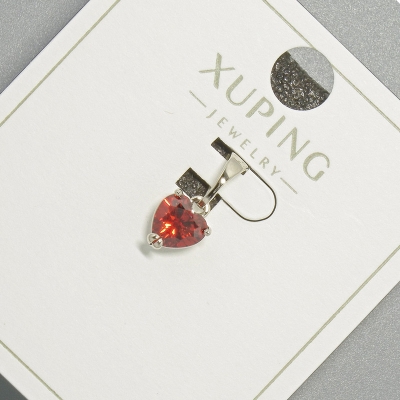 Кулон "Серце" Xuping з червоним кристалом, діаметр 6мм+ -, довжина 14мм+- родій