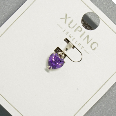 Кулон "Серце" Xuping з фіолетовим кристалом, діаметр 6мм+ -, довжина 14мм+- родій