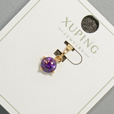 Кулон Xuping з фіолетовим кристалом, діаметр 6мм+ -, довжина 15мм+- позолота 18К