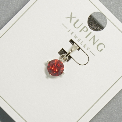 Кулон Xuping з червоним кристалом, діаметр 6мм+ -, довжина 15мм+- родій