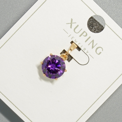 Кулон Xuping з фіолетовим кристалом, діаметр 9мм+ -, довжина 17мм+- позолота 18К