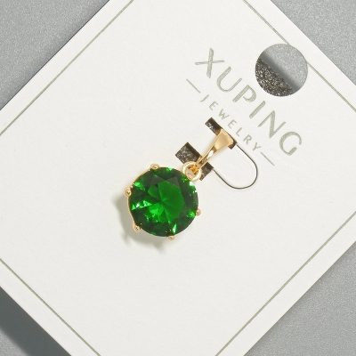 Кулон Xuping з зеленим кристалом, діаметр 9мм+ -, довжина 17мм+- позолота 18К
