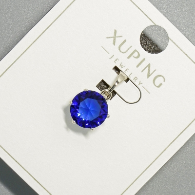 Кулон Xuping з синім кристалом, діаметр 9мм+ -, довжина 17мм+- родій