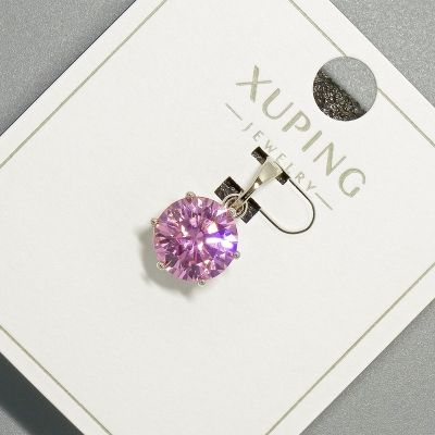 Кулон Xuping з рожевим кристалом, діаметр 9мм+ -, довжина 17мм+- родій