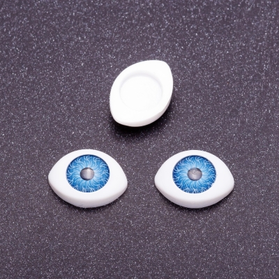 Фурнітура "Живі очі" пара колір синя зіниця, діаметр  8мм 11х14мм фас.32пар.
