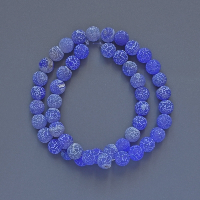 Намистини Морозний Агат синій гладка кулька, діаметр 8мм+-, довжина 35см + - на волосіні