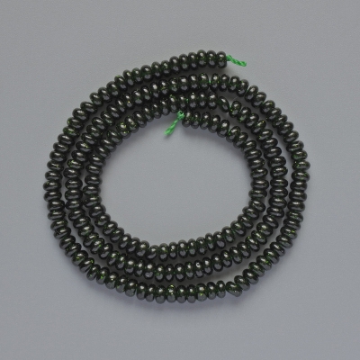Намистини Зелений Авантюрин синтетичний гладкий рондель, діаметр 4х2мм+-, довжина 39см + - на нитці