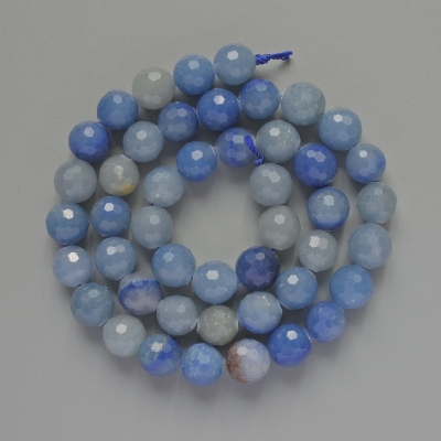 Намистини Синій Авантюрин натуральний камінь гранована кулька, діаметр 8мм+-, довжина 37см + - на нитці