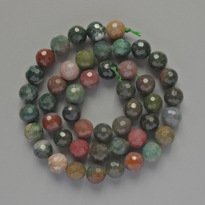 Намистини Яшма різнокольорова натуральний камінь гранована кулька, діаметр 8мм+-, довжина 38см + - на нитці