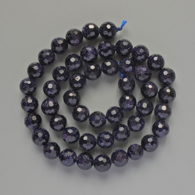 Намистини Авантюрин Ніч Каїра синтетичний гранована кулька, діаметр 8мм+-, довжина 37см + - на нитці