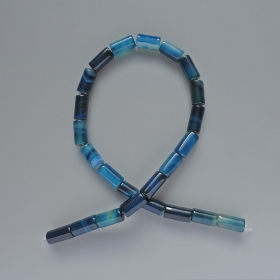 Намистини Агат синій натуральний камінь циліндр, діаметр 8х16мм+-, довжина 38см + - на волосіні
