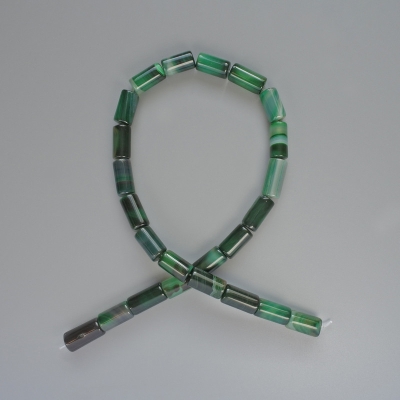 Намистини Агат зелений натуральний камінь циліндр, діаметр 8х16мм+-, довжина 38см + - на волосіні