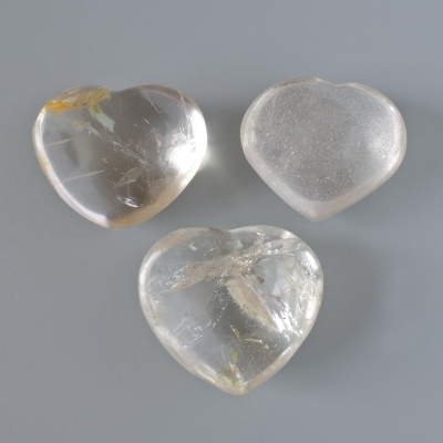 (за 100 г.)"Серце" Гірський Кришталь сувенірний натуральний камінь, діаметр асорті 36х27мм+- від 25г.