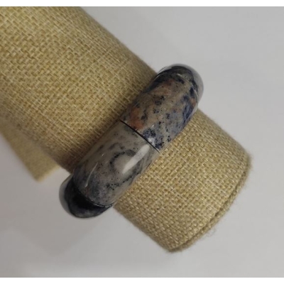 Браслет Содаліт натуральний камінь прямокутні ланки, діаметр 19х28мм+-, довжина  18 см+- (стрейч)