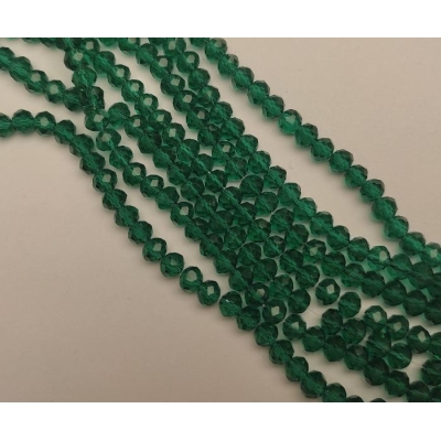 Намистини Чеський Кришталь зелений прозорий гранований рондель, діаметр 6х5мм+-, довжина 44см+-на волосіні