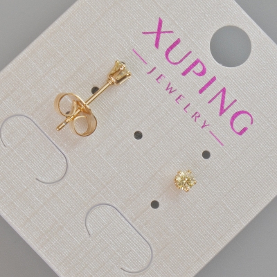 Сережки пусети Xuping з жовтим кристалом, діаметр 4мм+- Позолота 18К