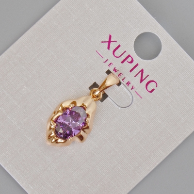 Кулон Xuping з фіолетовим кристалом, діаметр 24х11мм+- Позолота 18К