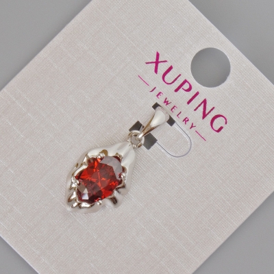 Кулон Xuping з червоним кристалом, діаметр 24х11мм+- Родій