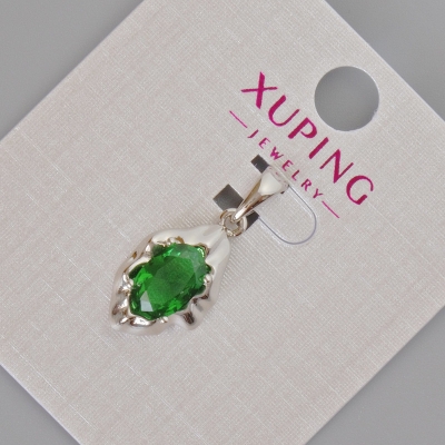 Кулон Xuping з зеленим кристалом, діаметр 24х11мм+- Родій