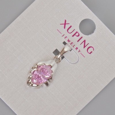 Кулон Xuping з рожевим кристалом, діаметр 24х11мм+- Родій