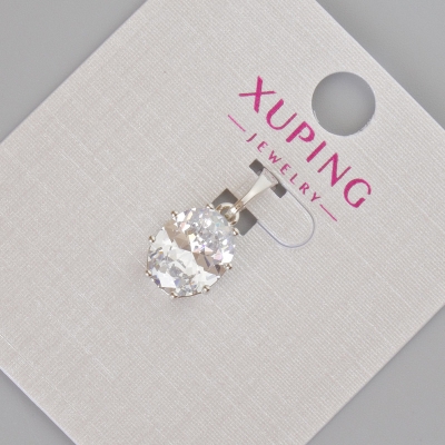 Кулон Xuping з білим кристалом, діаметр 18х9мм+- Родій
