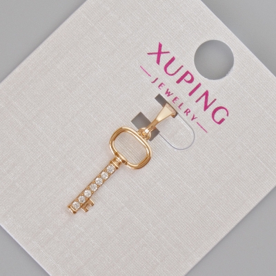 Кулон Xuping "Ключ" з білими стразами, діаметр 25х8мм+- Позолота 18К