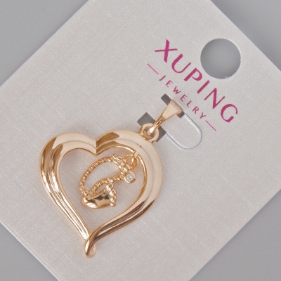 Кулон Xuping "Серце" з білими стразами, діаметр 29х20мм+- Позолота 18К