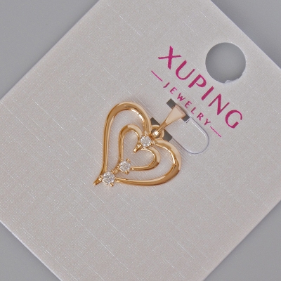 Кулон Xuping "Серце" з білими стразами, діаметр 19х16мм+- Позолота 18К