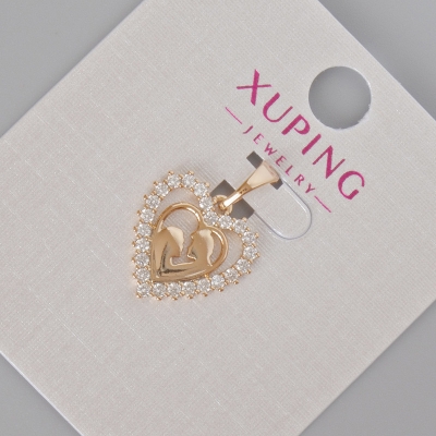 Кулон Xuping "Серце" з білими стразами, діаметр 20х15мм+- Позолота 18К