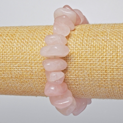 Браслет Рожевий Кварц натуральний камінь галтівка, діаметр 15х7мм + -, довжина 18см + - (стрейч)